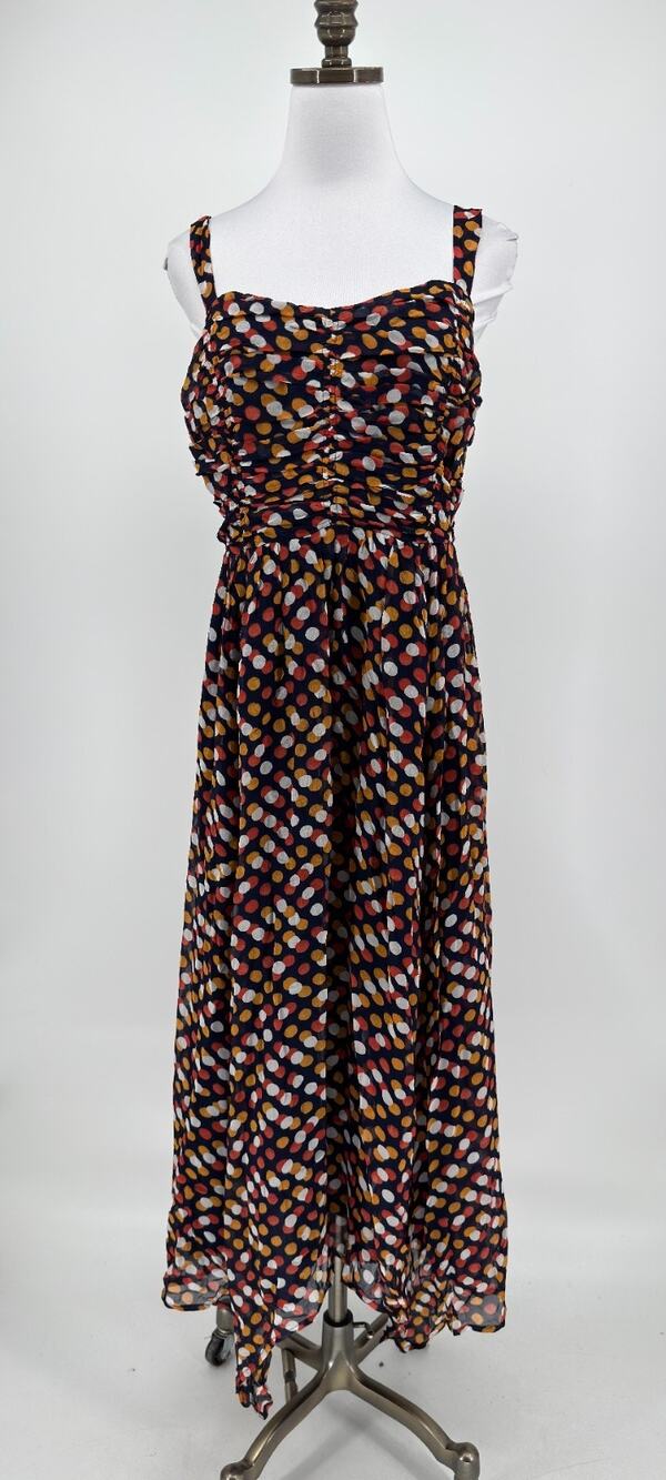 Anthropologie Maeve Frannie Colorful Polka Dot Sweetheart Maxi Dress Sz 6